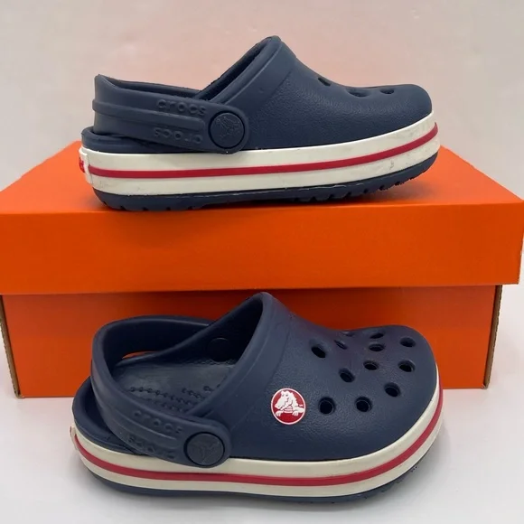 CROCS Kids Navy Blue Slippers - Picture 1 of 16